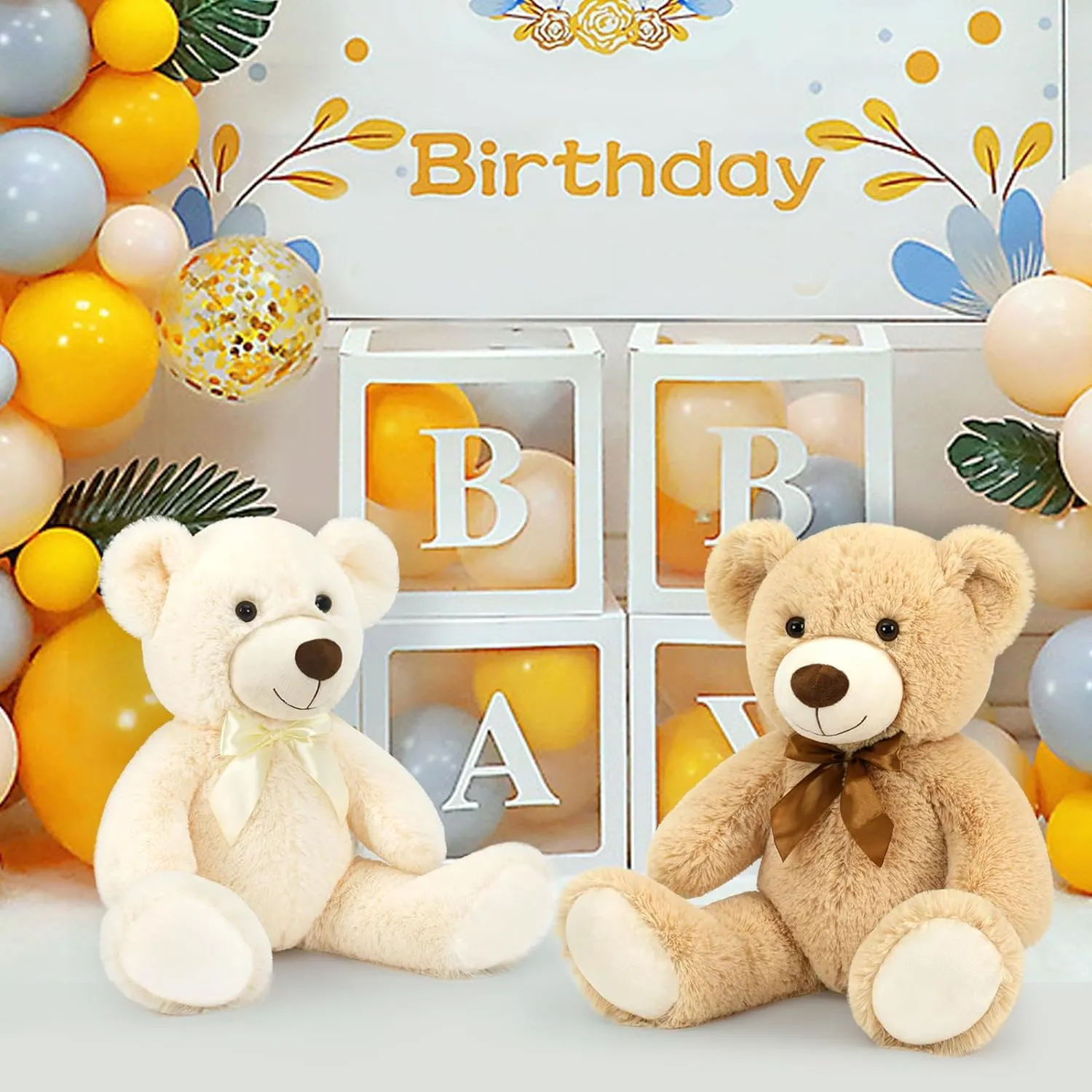 2 Pack Teddy Bear Plush Toys, Light Brown/Beige, 22 Inches