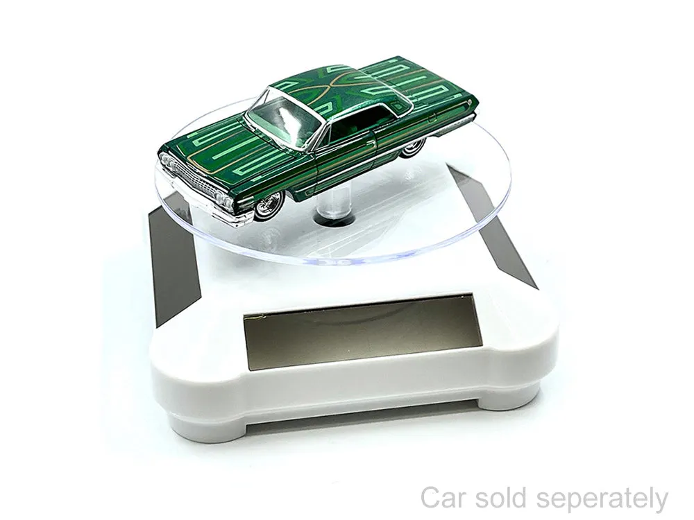 3.5 Solar Rotating Display Stand with White Base for 1/64 Scale Model Cars