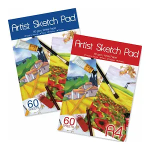 A4 Sketch Pad - Assorted 80gsm 60 Sheets Drawing Art Supplies Crafting