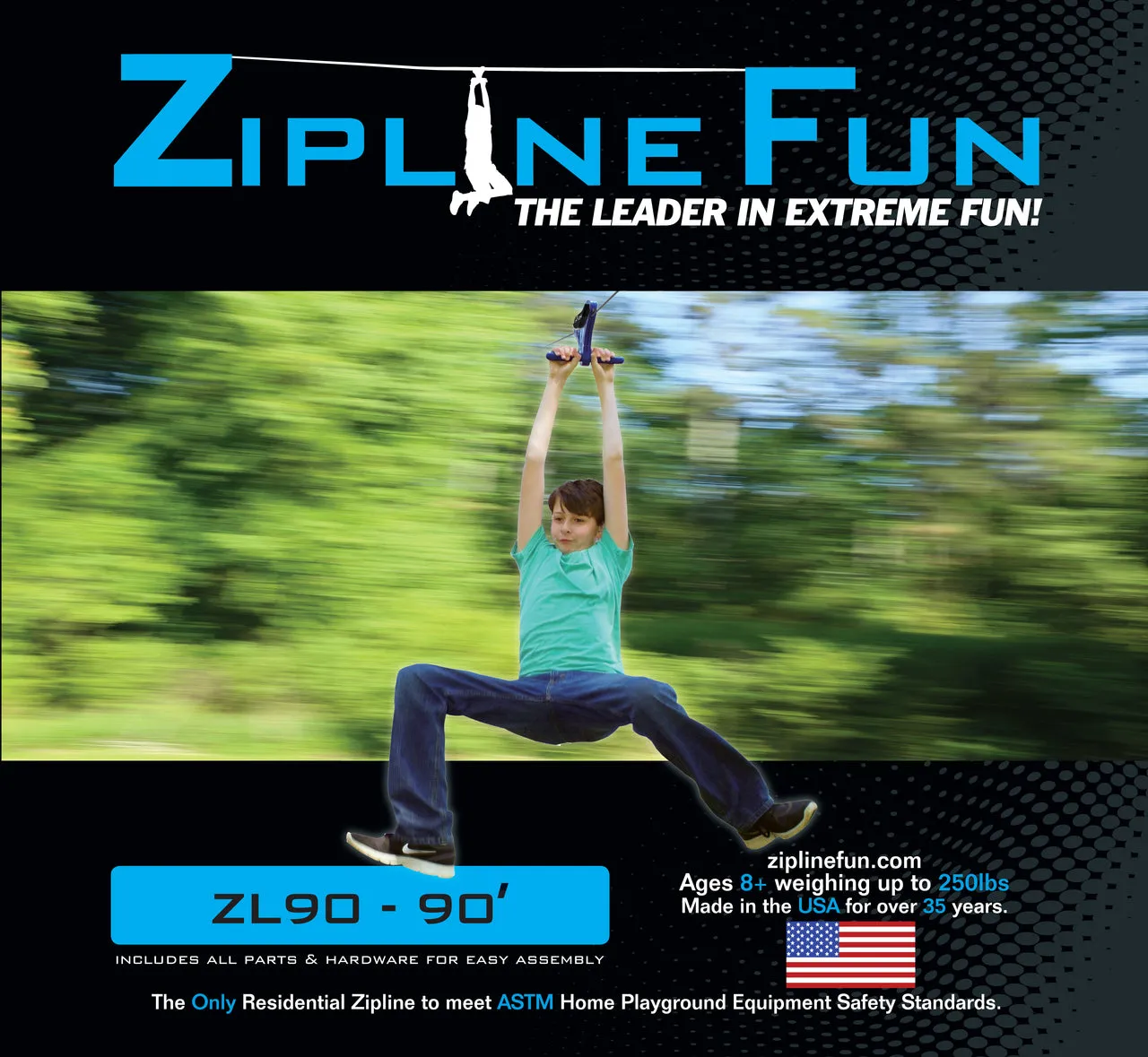 Adventure Parks Total Z90 - 90' Zip Line Bundle