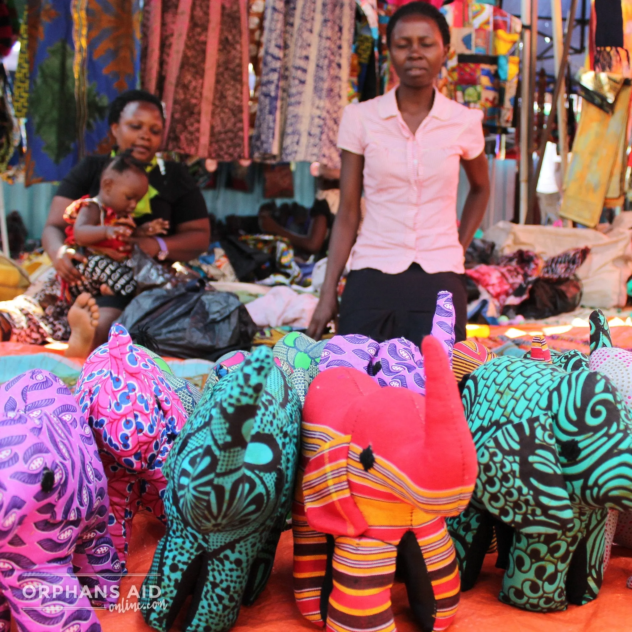 African Animal - Blue & Mustard Giraffe
