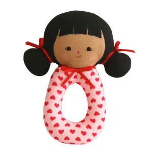 Alimrose - Audrey Grab Rattle - Pink Hearts
