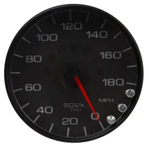 AutoMeter P23032 GAUGE; SPEEDOMETER; 5in.; 180 MPH; ELEC. PROGRAMMABLE; BLACK/BLACK; SPEK-PRO