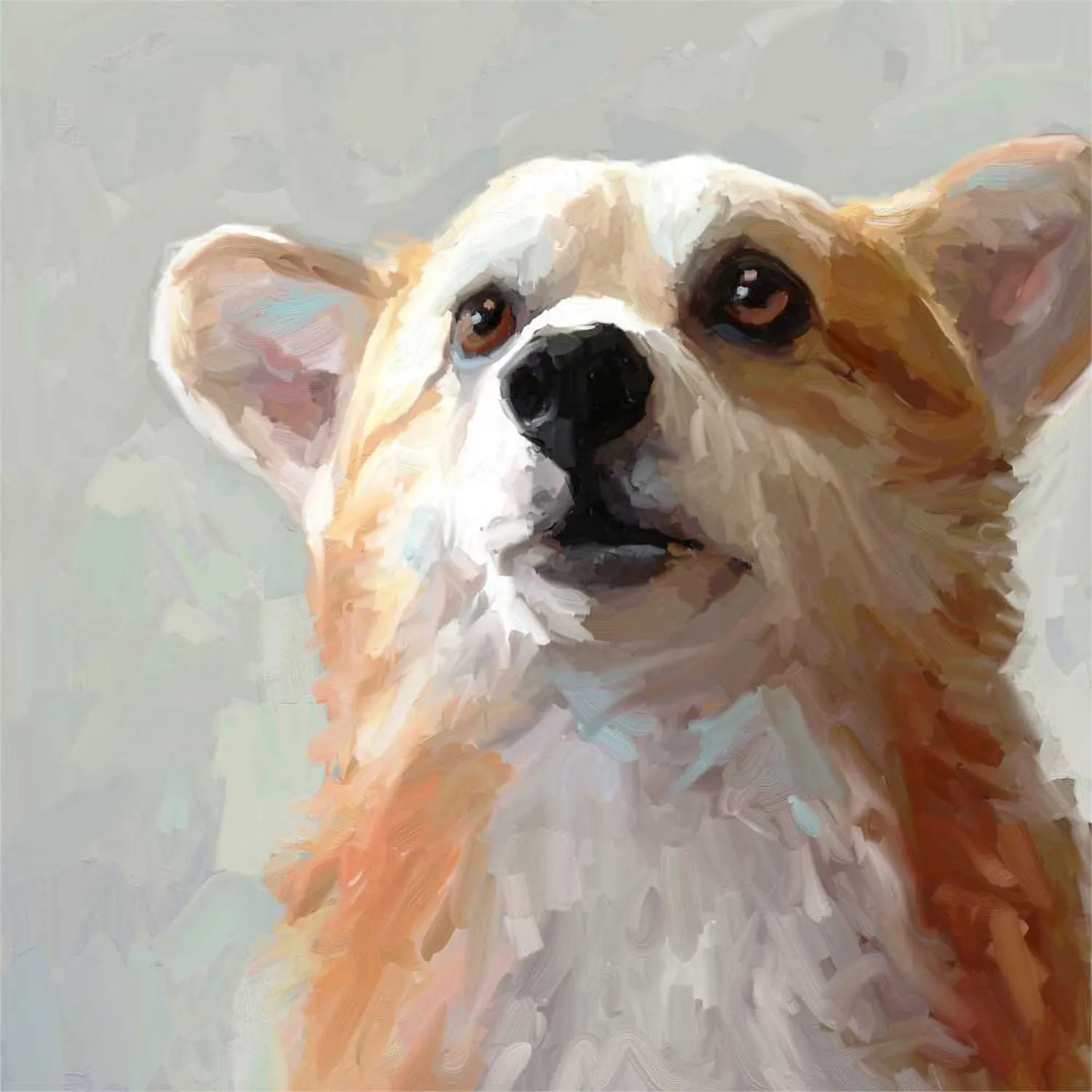 Best Friend - Looking Up Corgi Canvas Wall Art