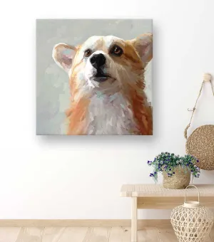 Best Friend - Looking Up Corgi Canvas Wall Art