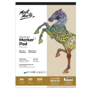 Bleedproof Marker Pad Premium 105gsm A4 (8.3 x 11.7in) 50 Sheets