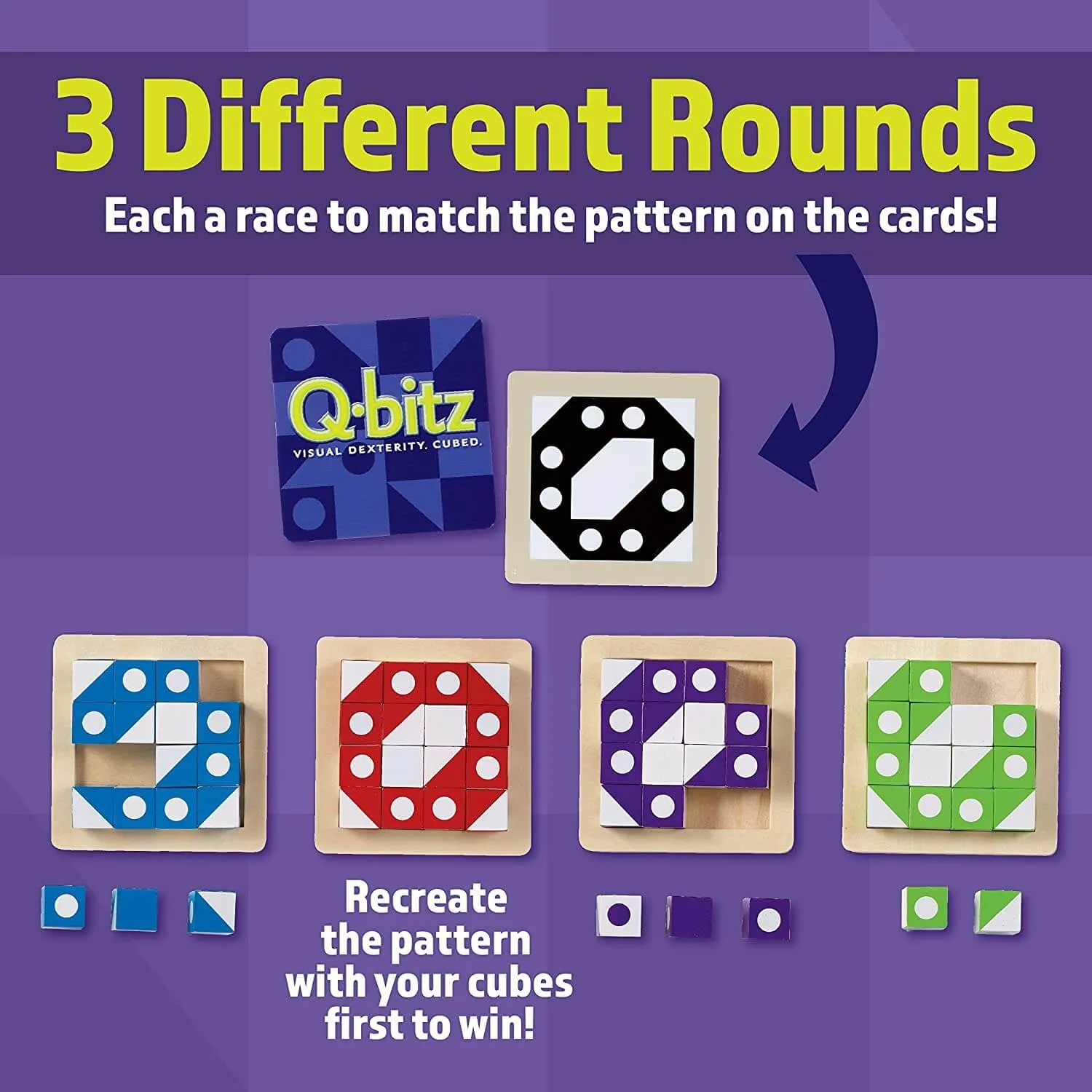 Board Game Mindware Q-Bitz Pattern Matching Fun