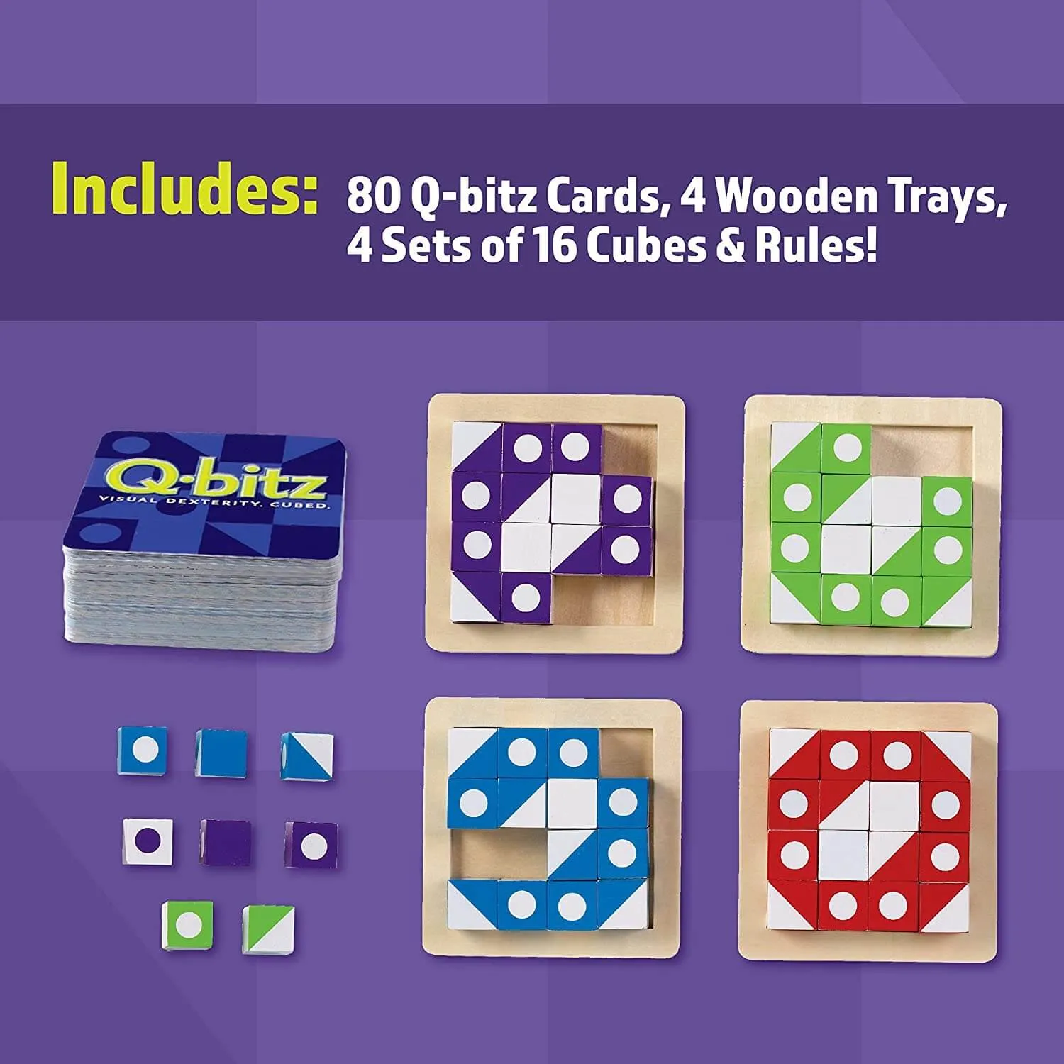 Board Game Mindware Q-Bitz Pattern Matching Fun