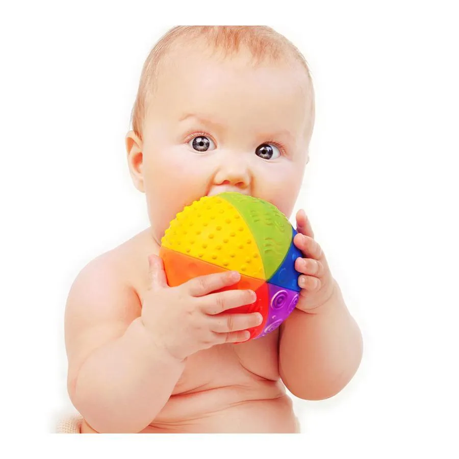 CaaOcho Natural Rubber Rainbow Sensory Ball 10cm Baby Toddler Toys 12m 