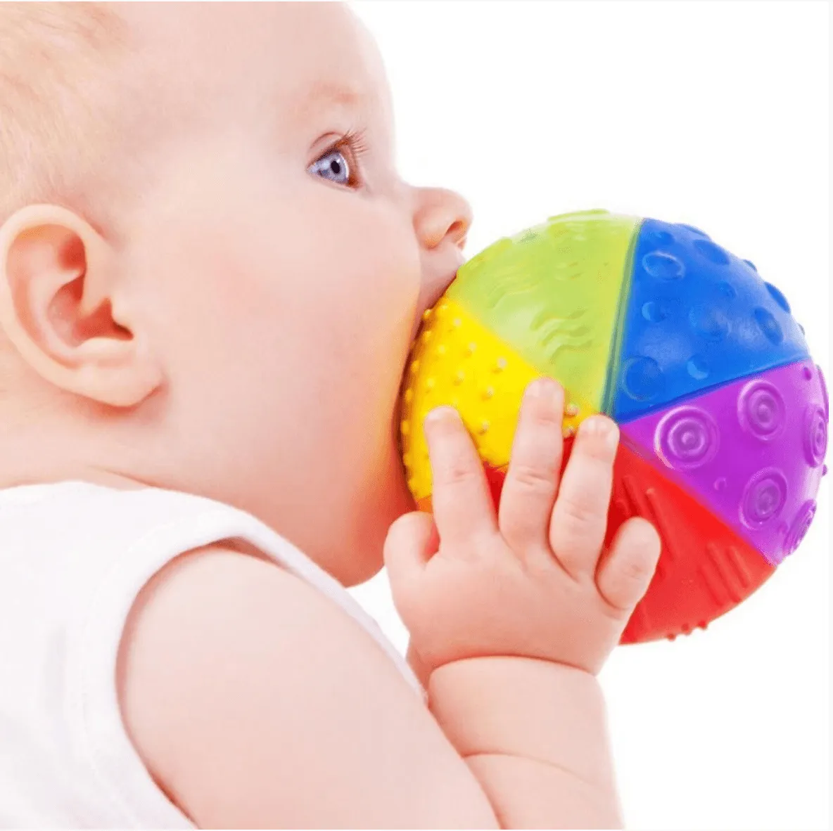 CaaOcho Natural Rubber Rainbow Sensory Ball 10cm Baby Toddler Toys 12m 