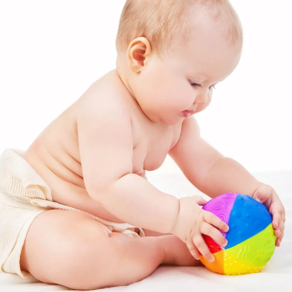 CaaOcho Natural Rubber Rainbow Sensory Ball 10cm Baby Toddler Toys 12m 