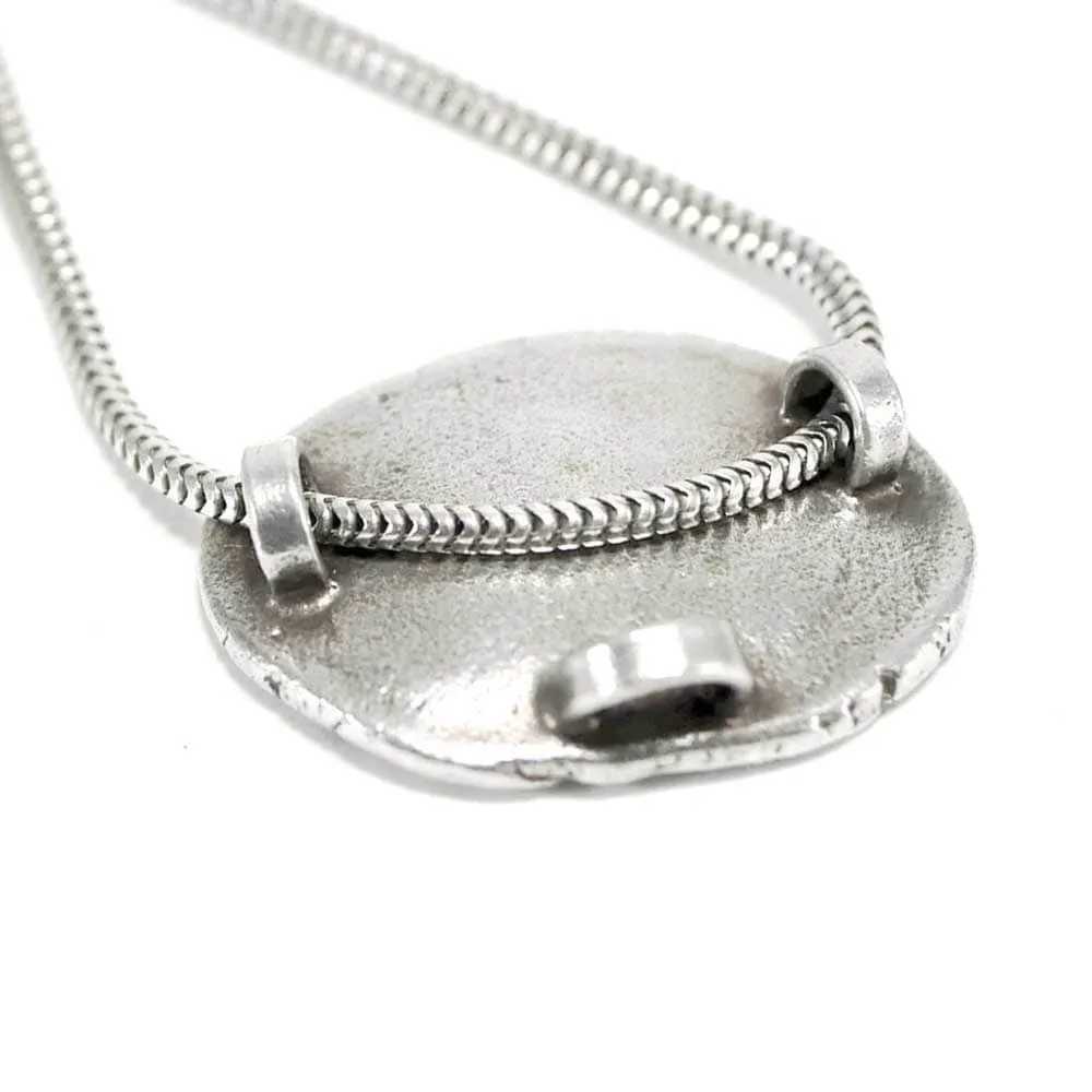 CAMILLA WEST JEWELLERY Concave Stone Parsley Oval Silver Pendant Necklace
