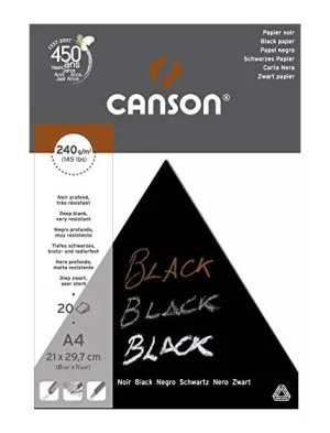 CANSON GRAPHIC ART PADS- DEEP BLACK PAD A4 240 GSM 20 SHEETS