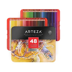 Colored Pencils | Professional Set of 48 Colors | Soft Wax-Based Cores