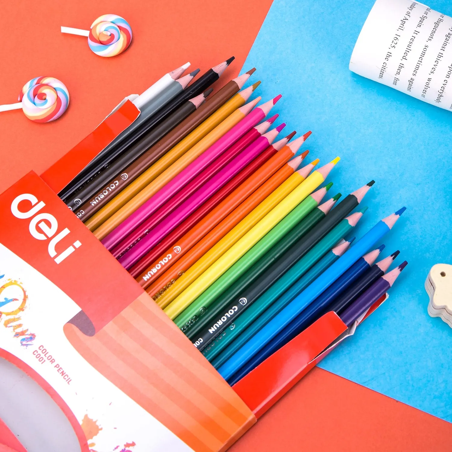 Deli Plastic Colored Pencil Triangle Bright 24C