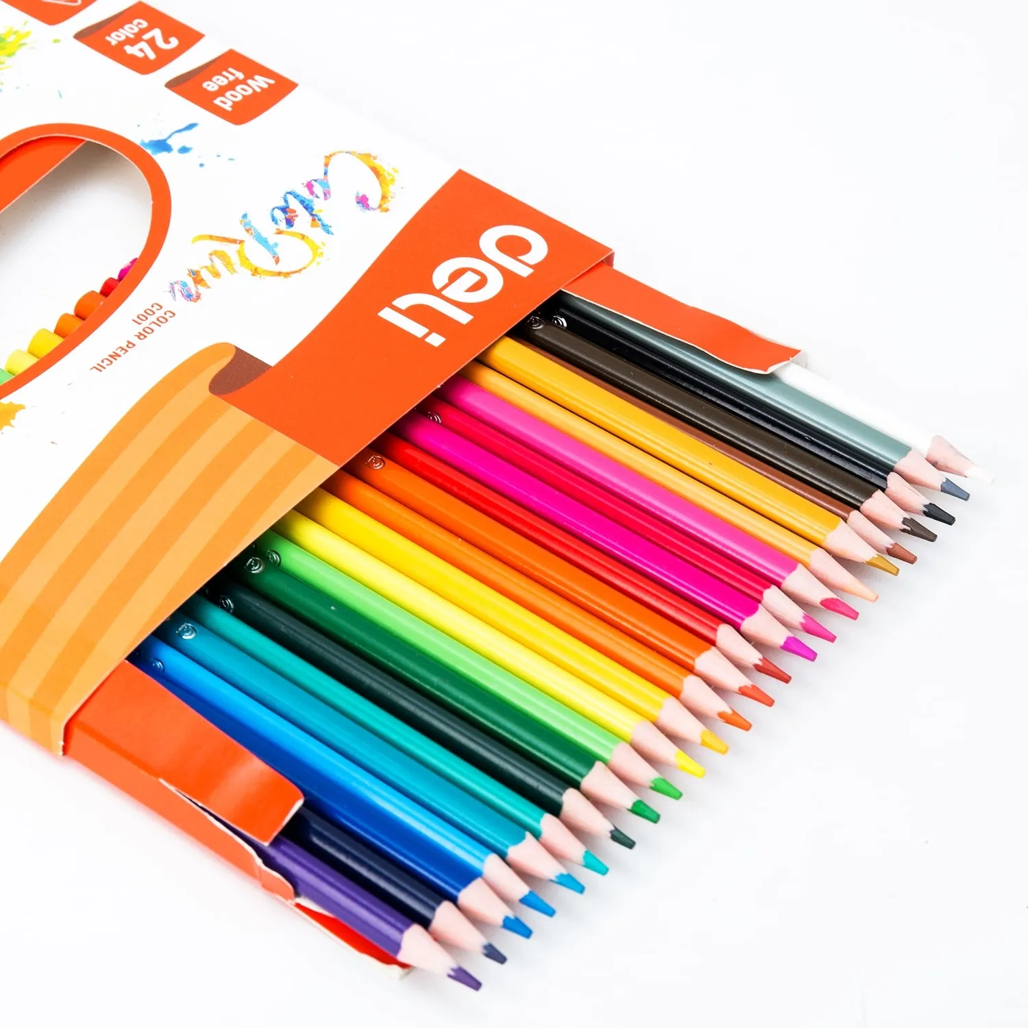 Deli Plastic Colored Pencil Triangle Bright 24C