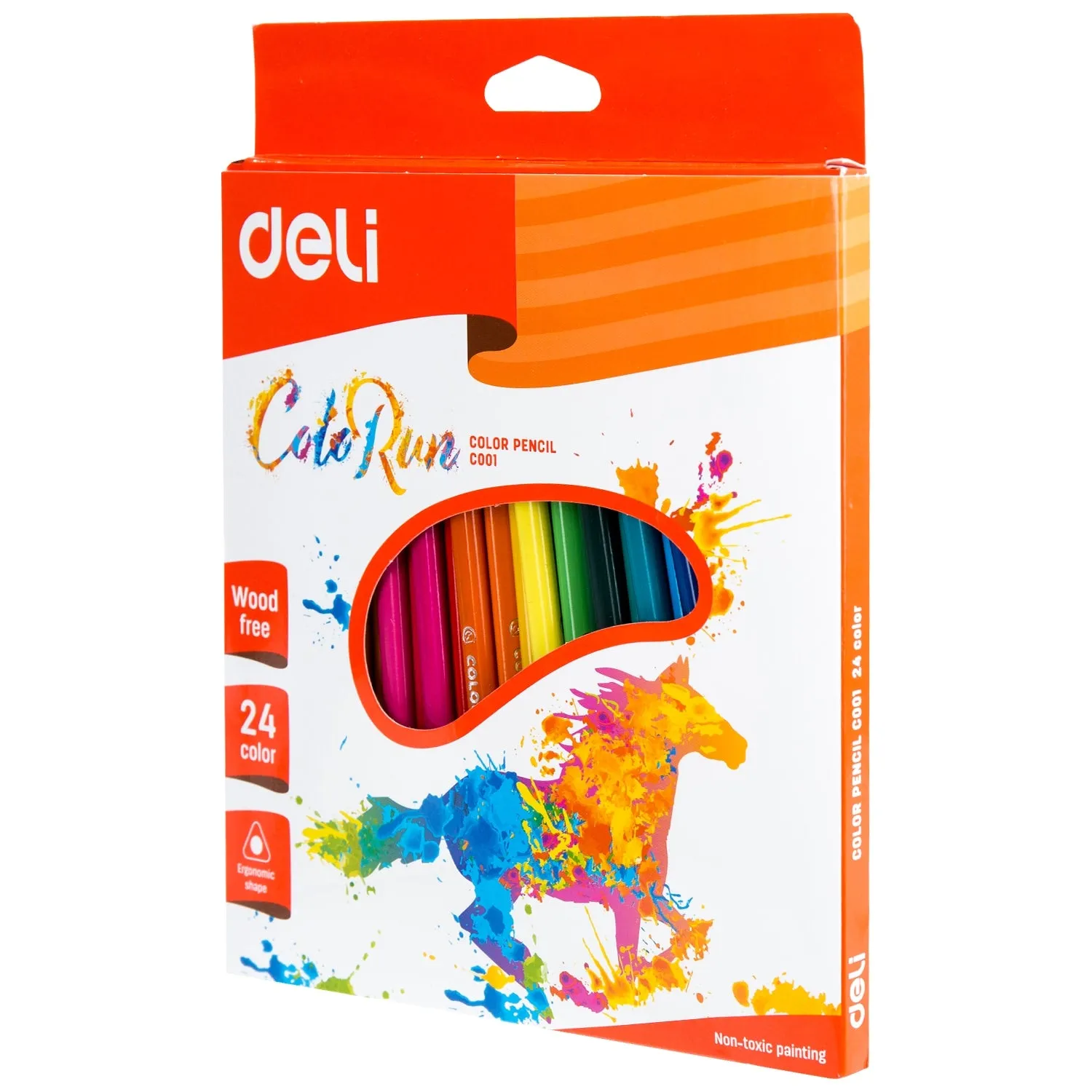 Deli Plastic Colored Pencil Triangle Bright 24C