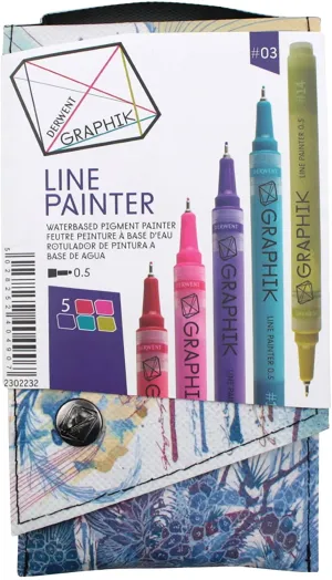 Derwent Graphite Pens Graphik Line Painter Colored Pens Palette No.3 5 Pack