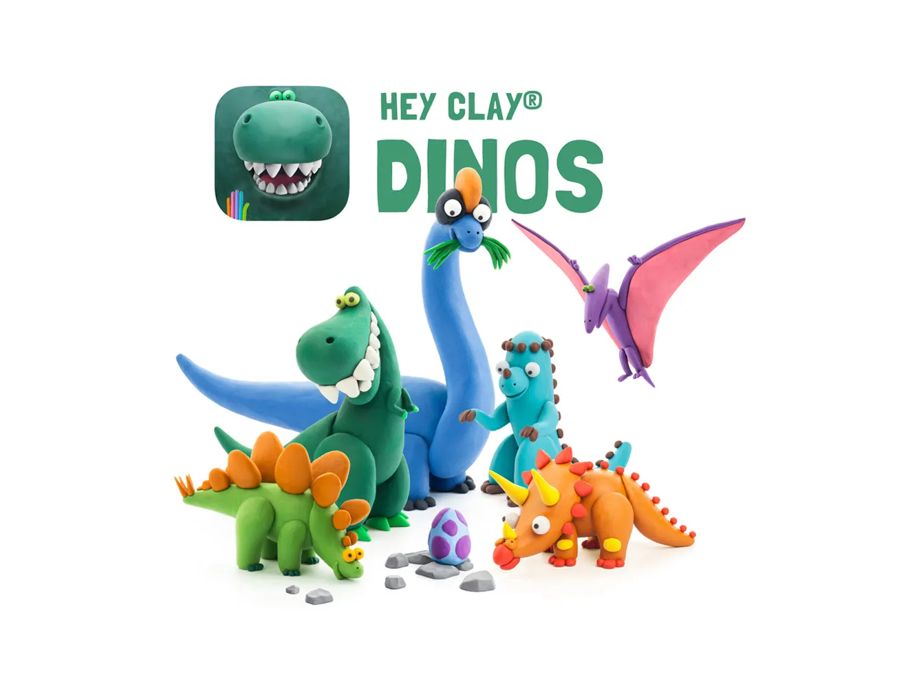 Dinos Set-Colourful Modeling Kids-Air Dry Clay Kit 15 cans and Sculpting Tools with Fun Interactive Instructions App