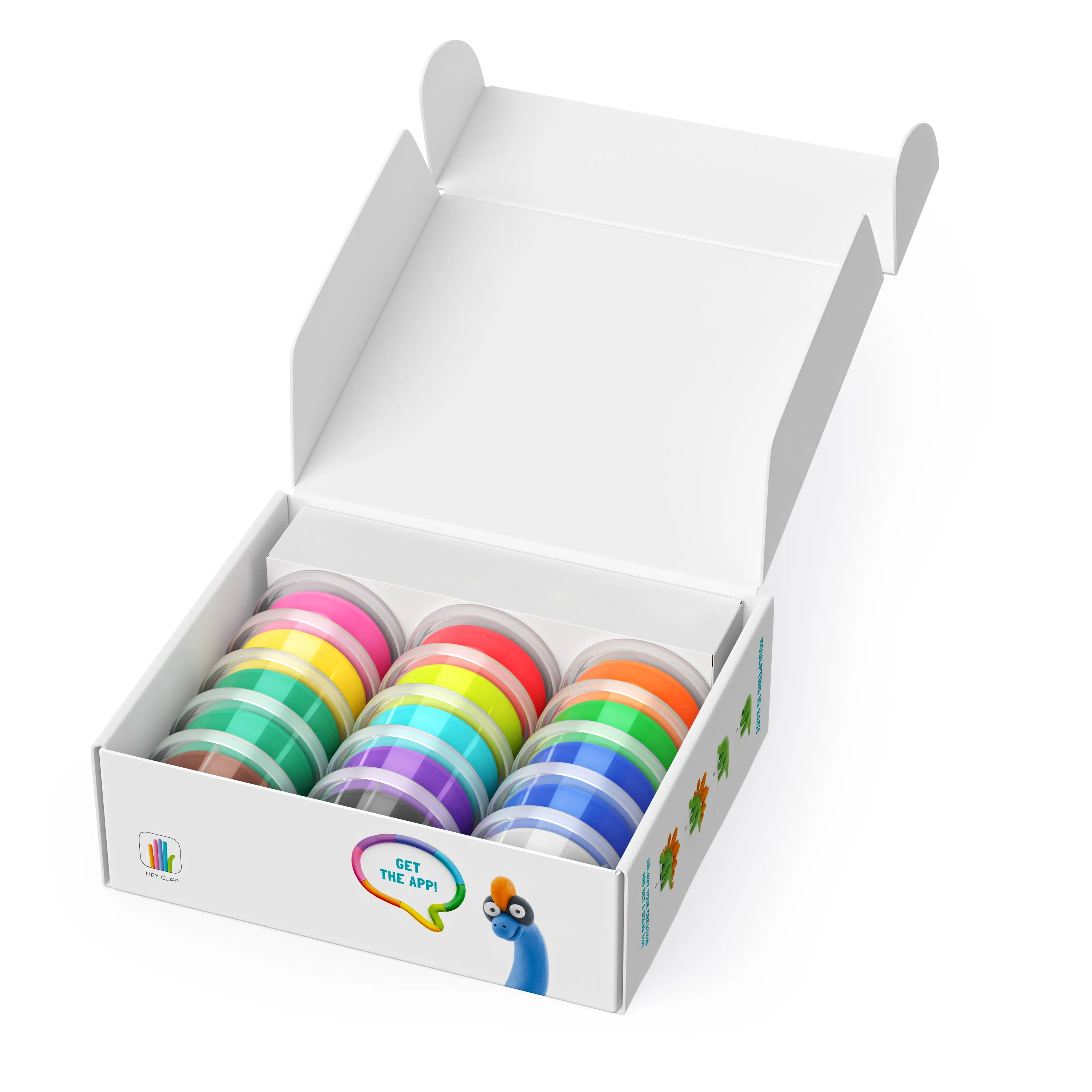 Dinos Set-Colourful Modeling Kids-Air Dry Clay Kit 15 cans and Sculpting Tools with Fun Interactive Instructions App