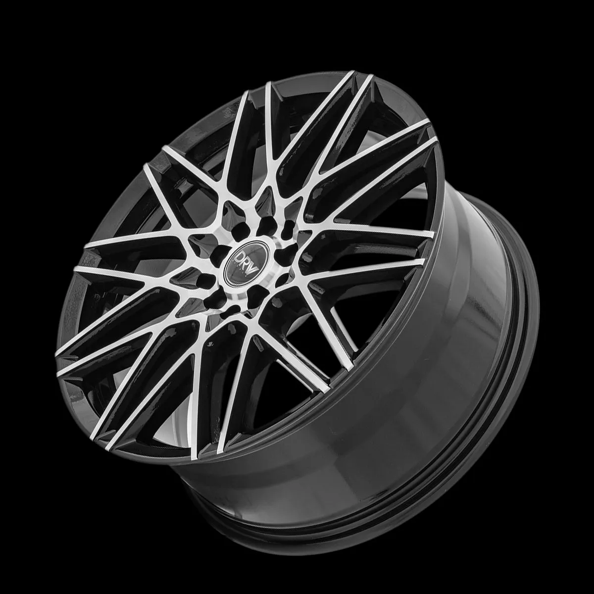 DRW D17 18X8 5X112/5X114.3 40mm Gloss Black Machine Face