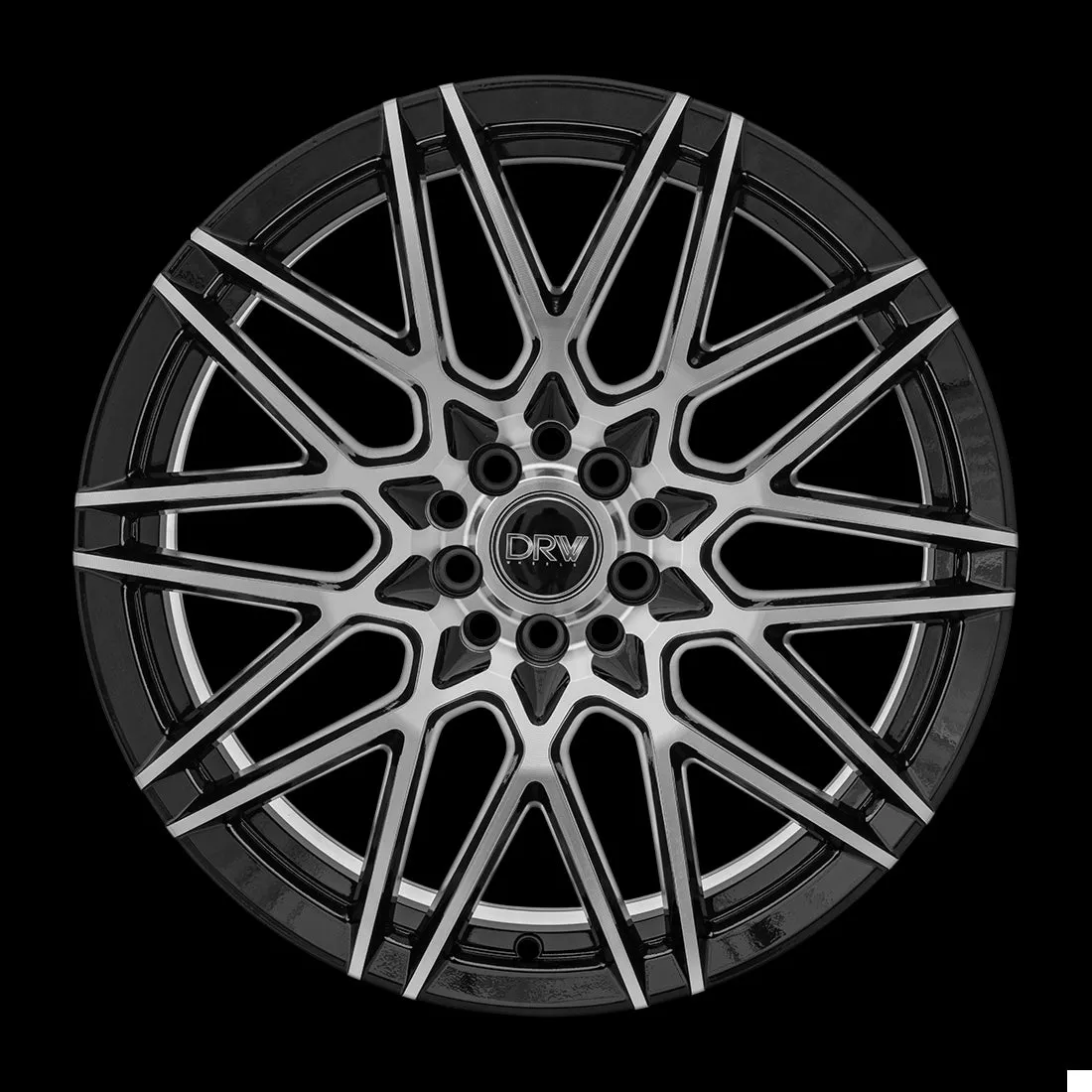 DRW D17 18X8 5X112/5X114.3 40mm Gloss Black Machine Face