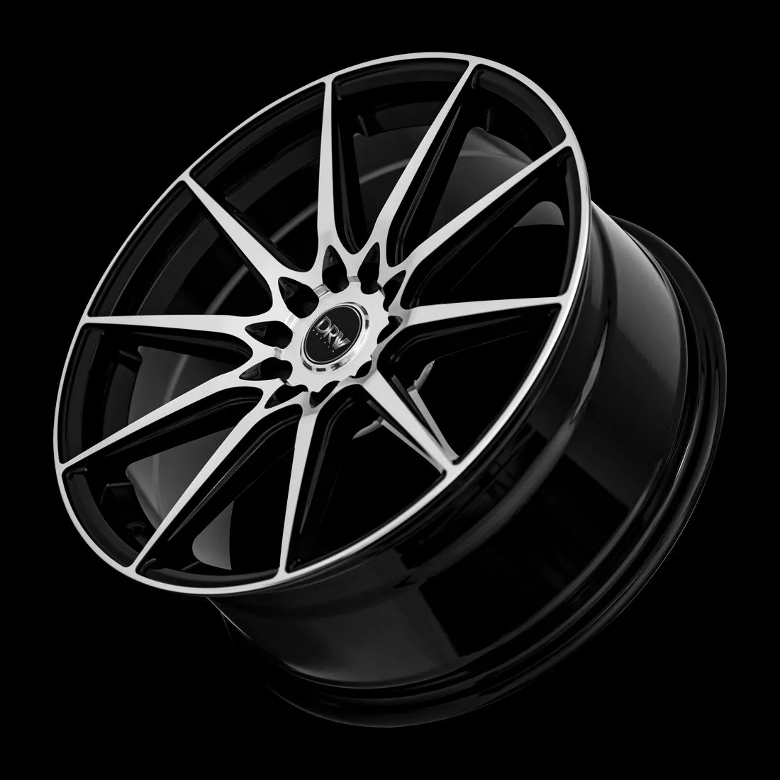 DRW D19 18X8 5X108/5X114.3 38mm Gloss Black Machine Face