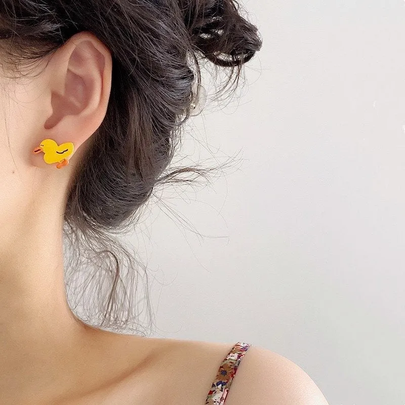 Enamel Duck Earrings