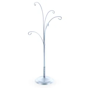 Five Hands Silver Metal Solid Round Base Ornament Display Stand 12.4 Inches