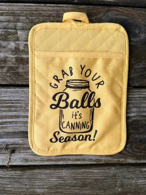 Handmade Yellow Funny Canning Potholder