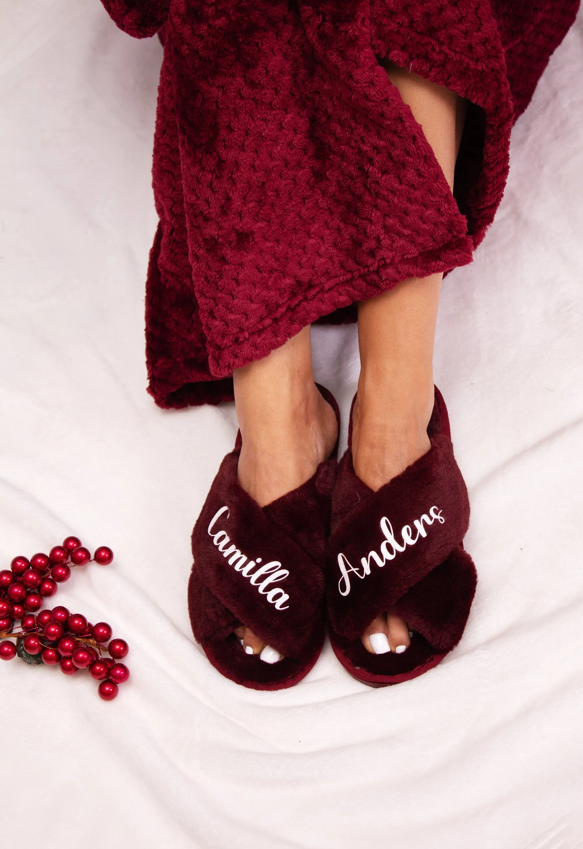 Holiday Fluffy Cross Slippers Christmas gift