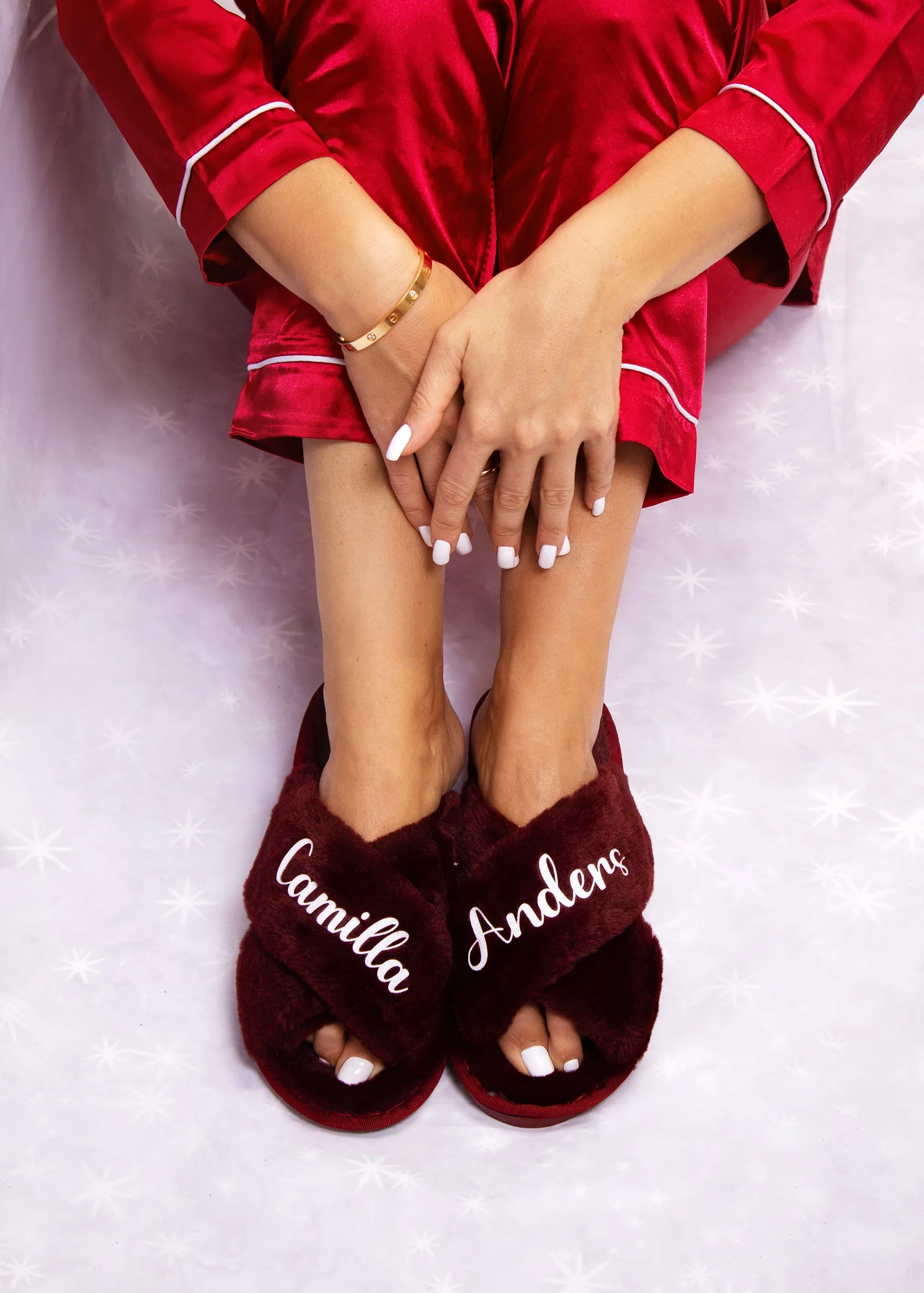 Holiday Fluffy Cross Slippers Christmas gift