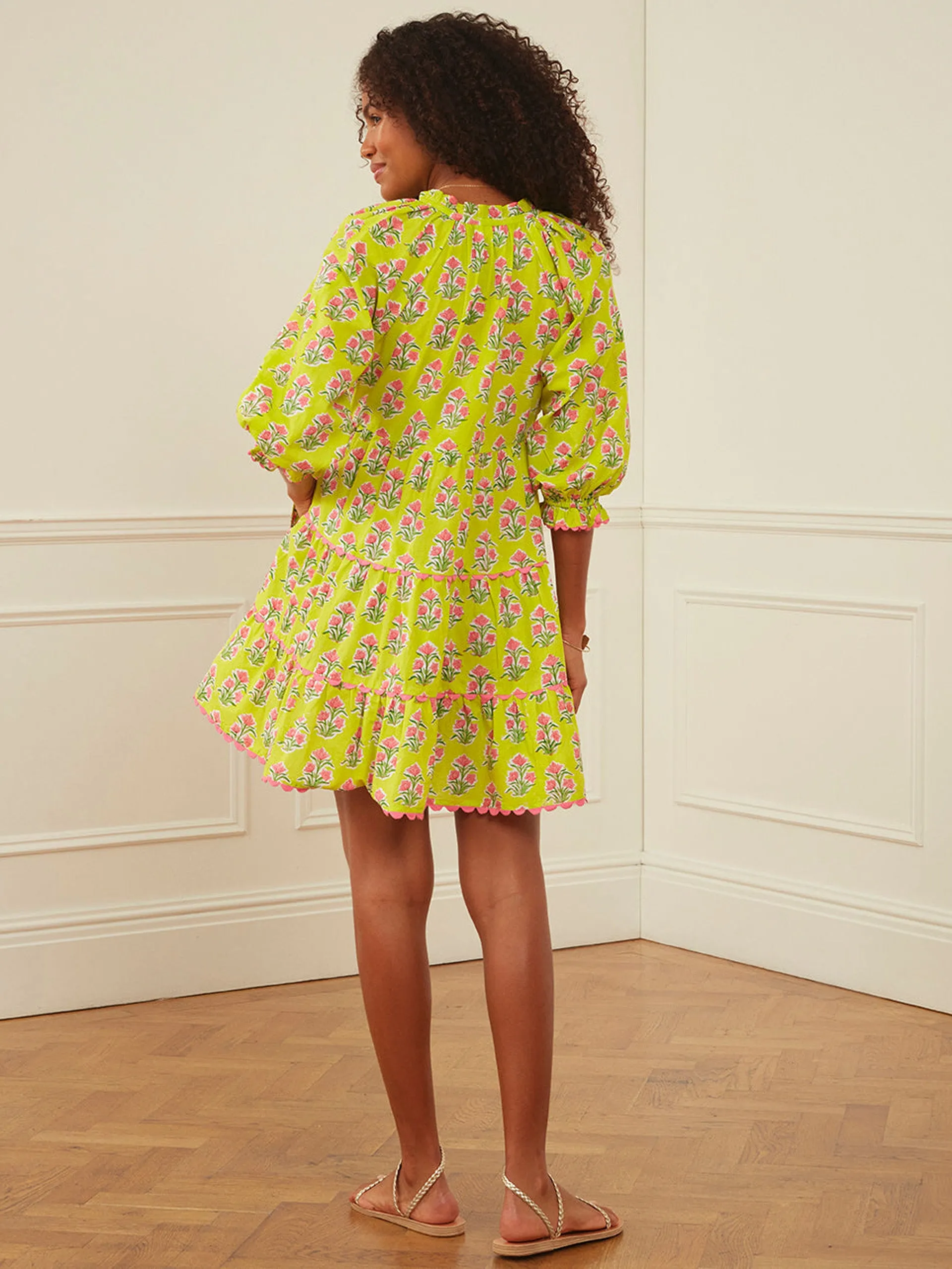 Lime hibiscus luna mini dress