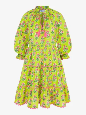 Lime hibiscus luna mini dress
