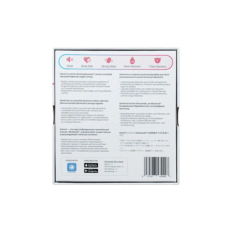 Lovense Gemini Bluetooth Controlled Vibrating Nipple Clamps