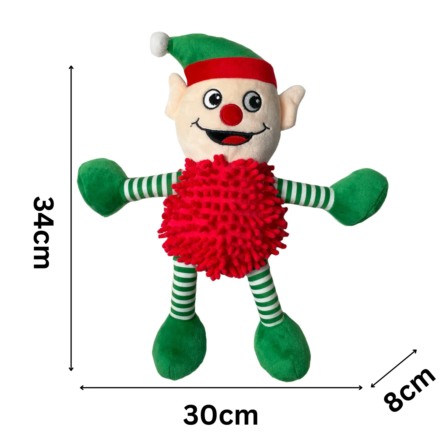 Noodle Elf | Christmas Soft Dog Toy by Happy Pet
