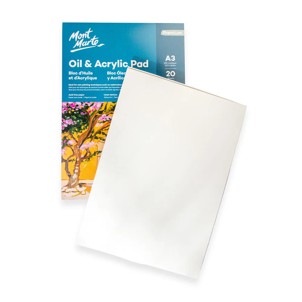 Oil & Acrylic Pad Premium A3 20 Sheets 350gsm