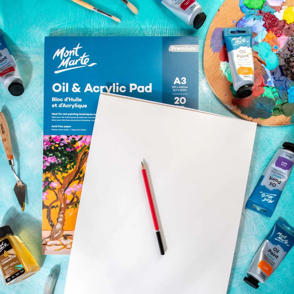 Oil & Acrylic Pad Premium A3 20 Sheets 350gsm