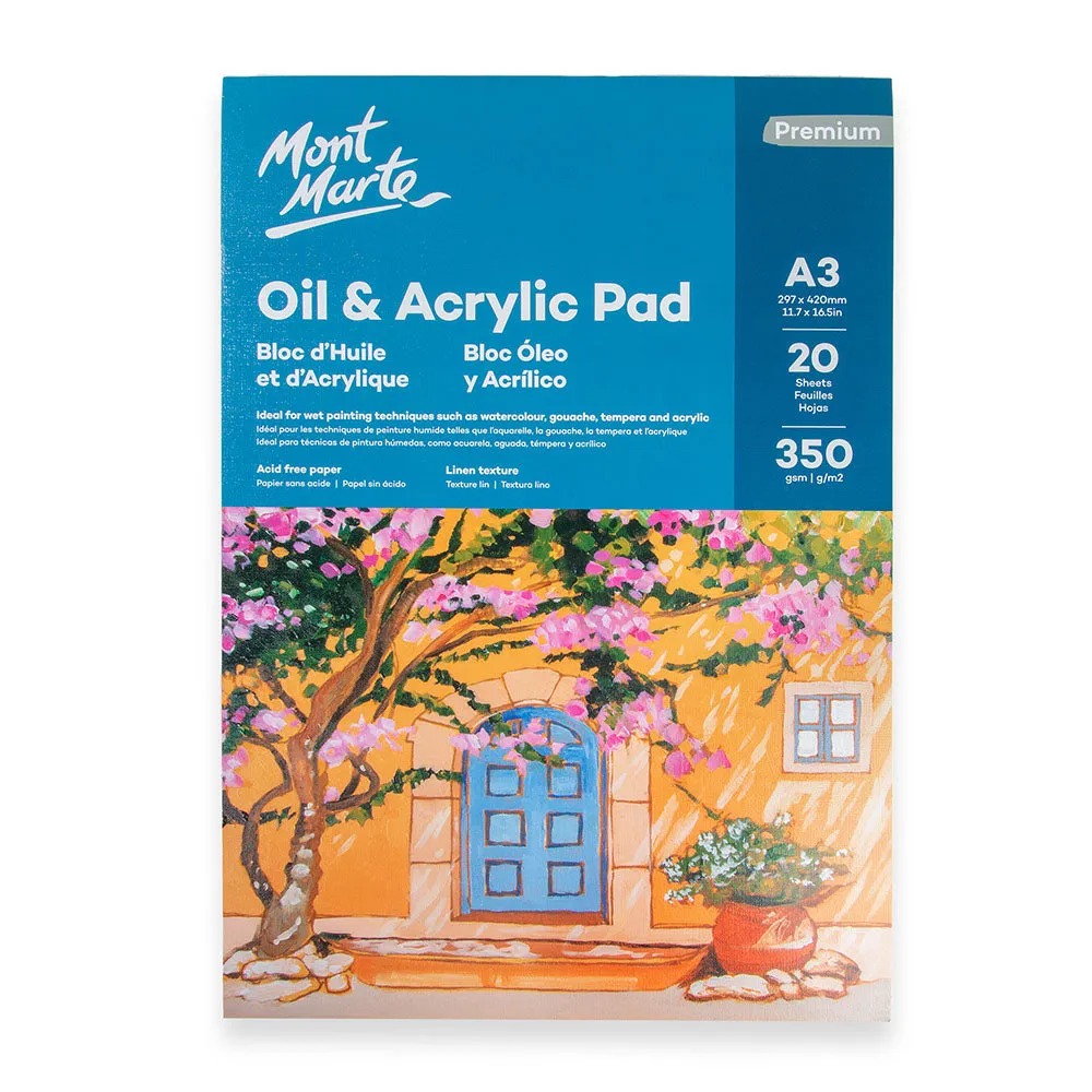 Oil & Acrylic Pad Premium A3 20 Sheets 350gsm