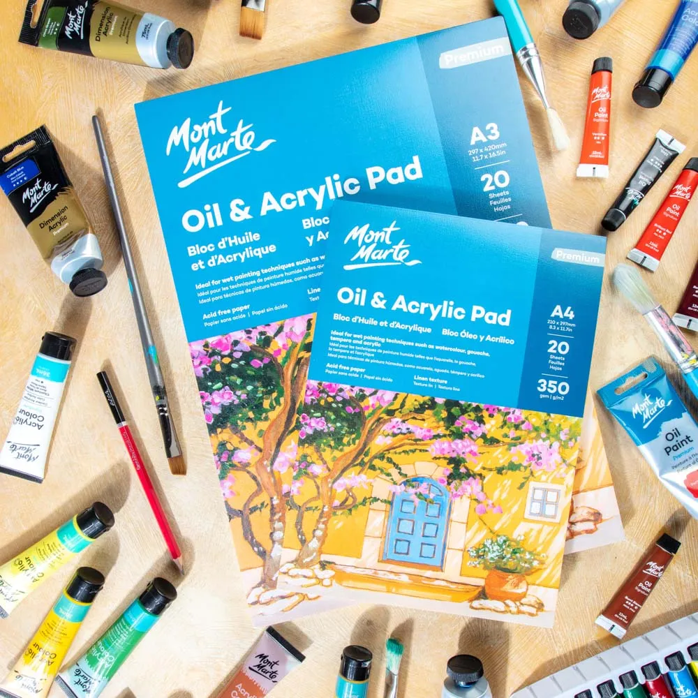 Oil & Acrylic Pad Premium A3 20 Sheets 350gsm