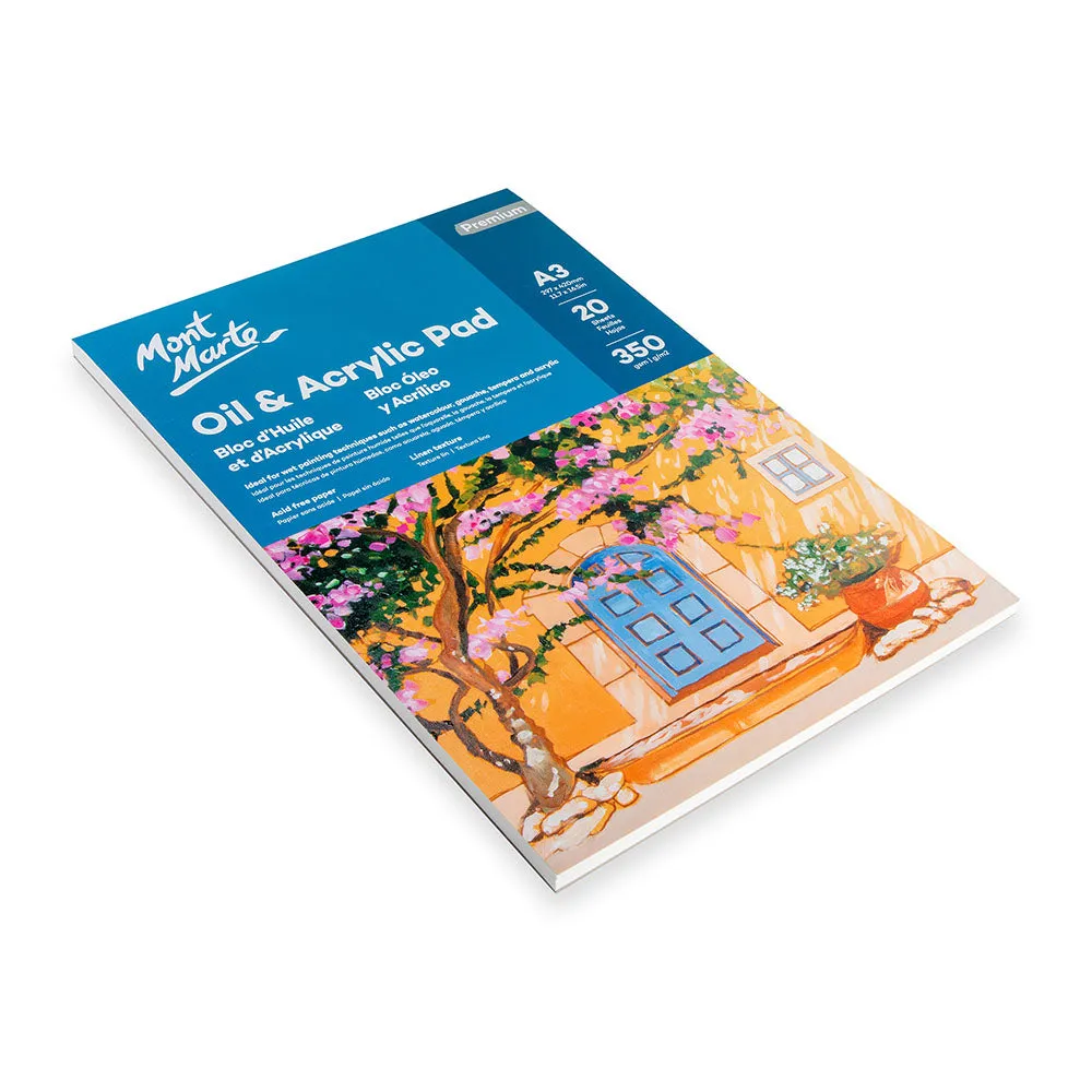 Oil & Acrylic Pad Premium A3 20 Sheets 350gsm