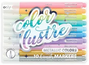 Ooly Color Lustre Metallic Brush Markers - Set of 10