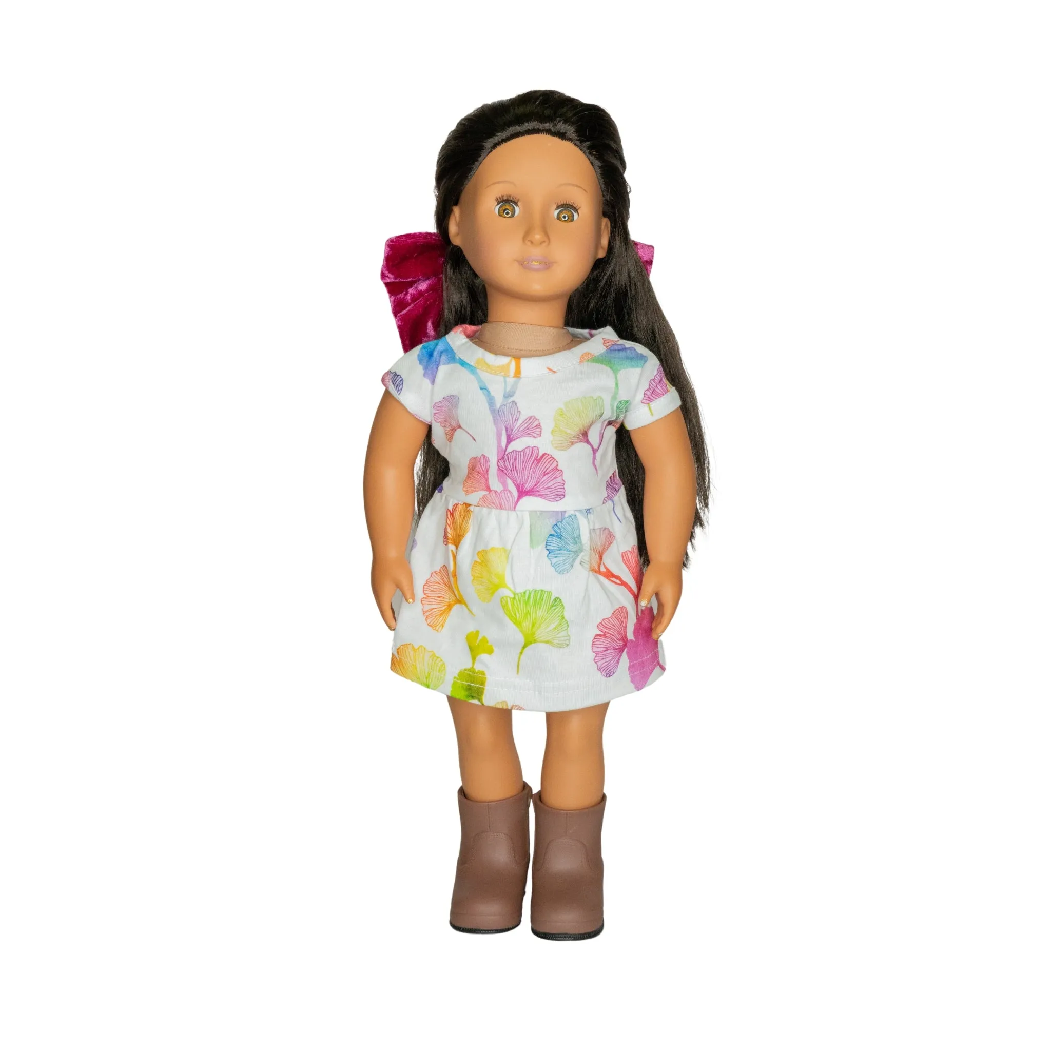 Rainbow Ginkgo Leaves Doll Dress