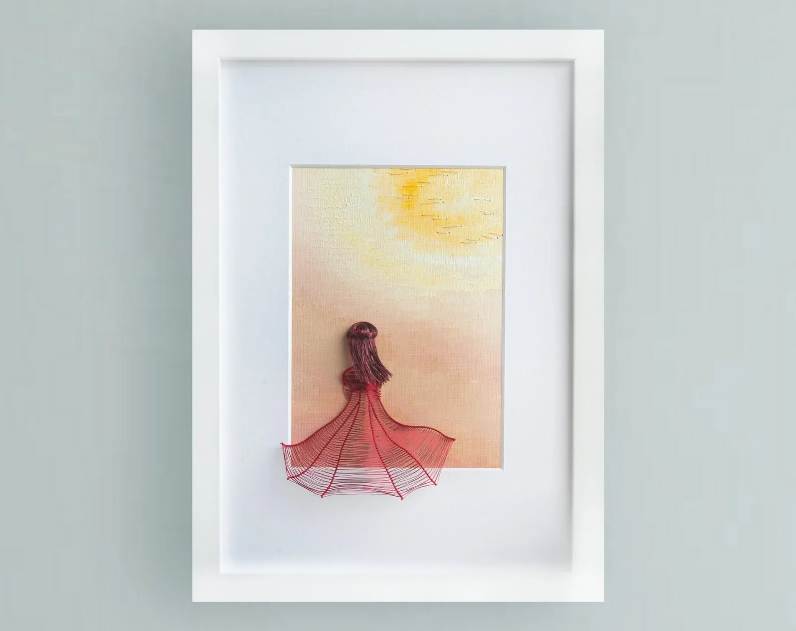 Red Wireart Girl with Afternoon Sun