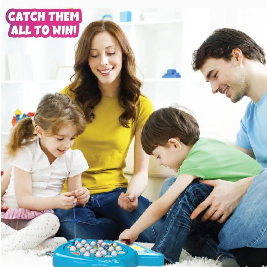 ToyMagic Musical Board Fish Game with Rotating Pond,21 Fishes & 4 Fishing Poles|Sound Toy for Kids 4 Yrs|Indoor Musical Toy|Skill Development|Birthday Return Gifts for Kids|Made in India,Multi