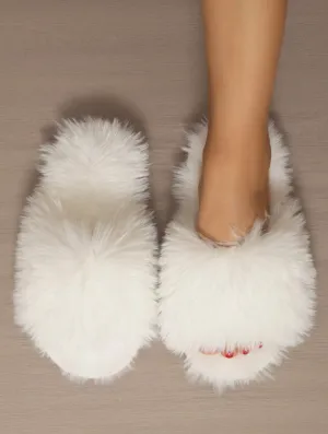 White Fluffy Slippers