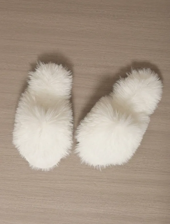 White Fluffy Slippers